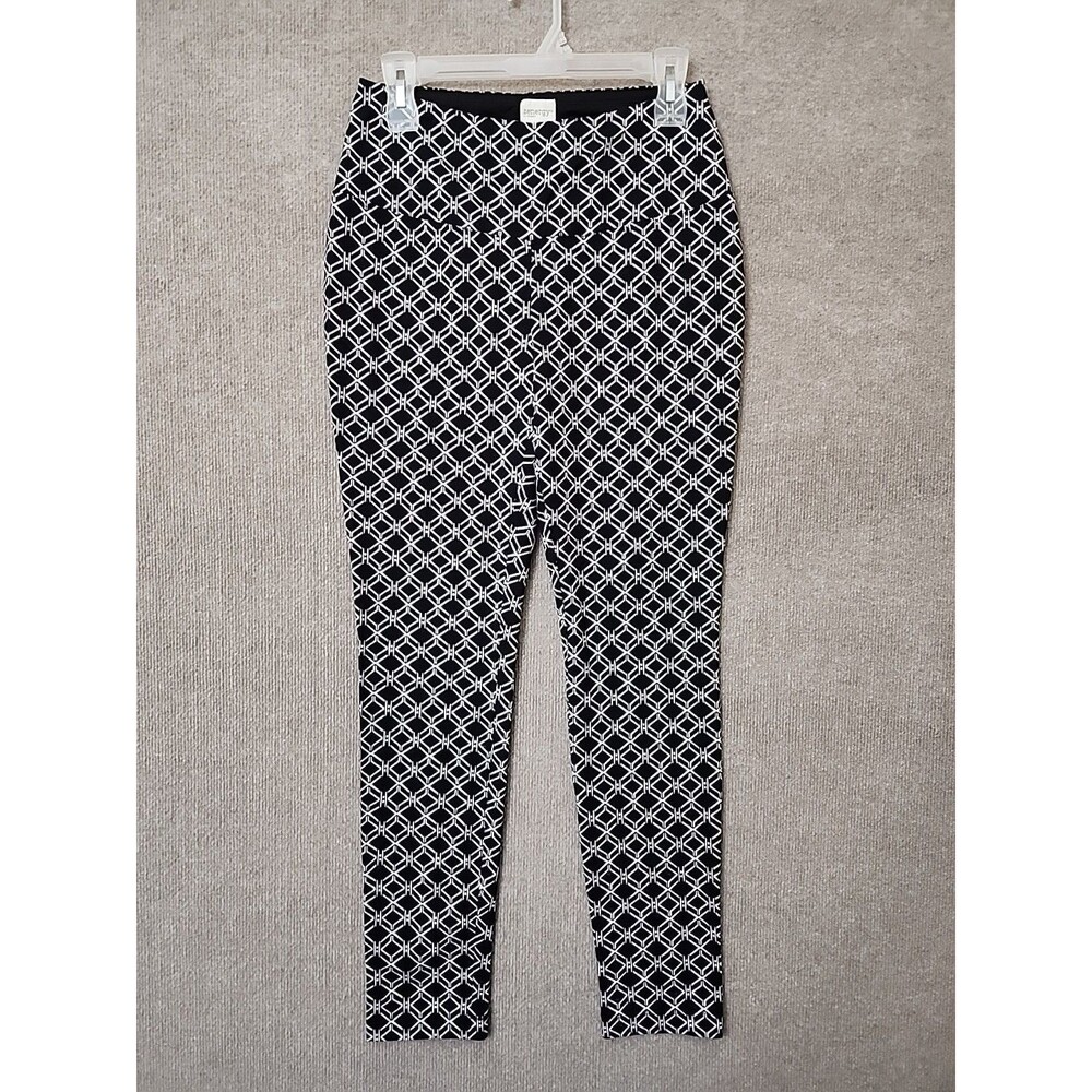 Chicos Zenergy So Slimming Legging Pants Womens 0 US 4 Black White Pull On NEW
